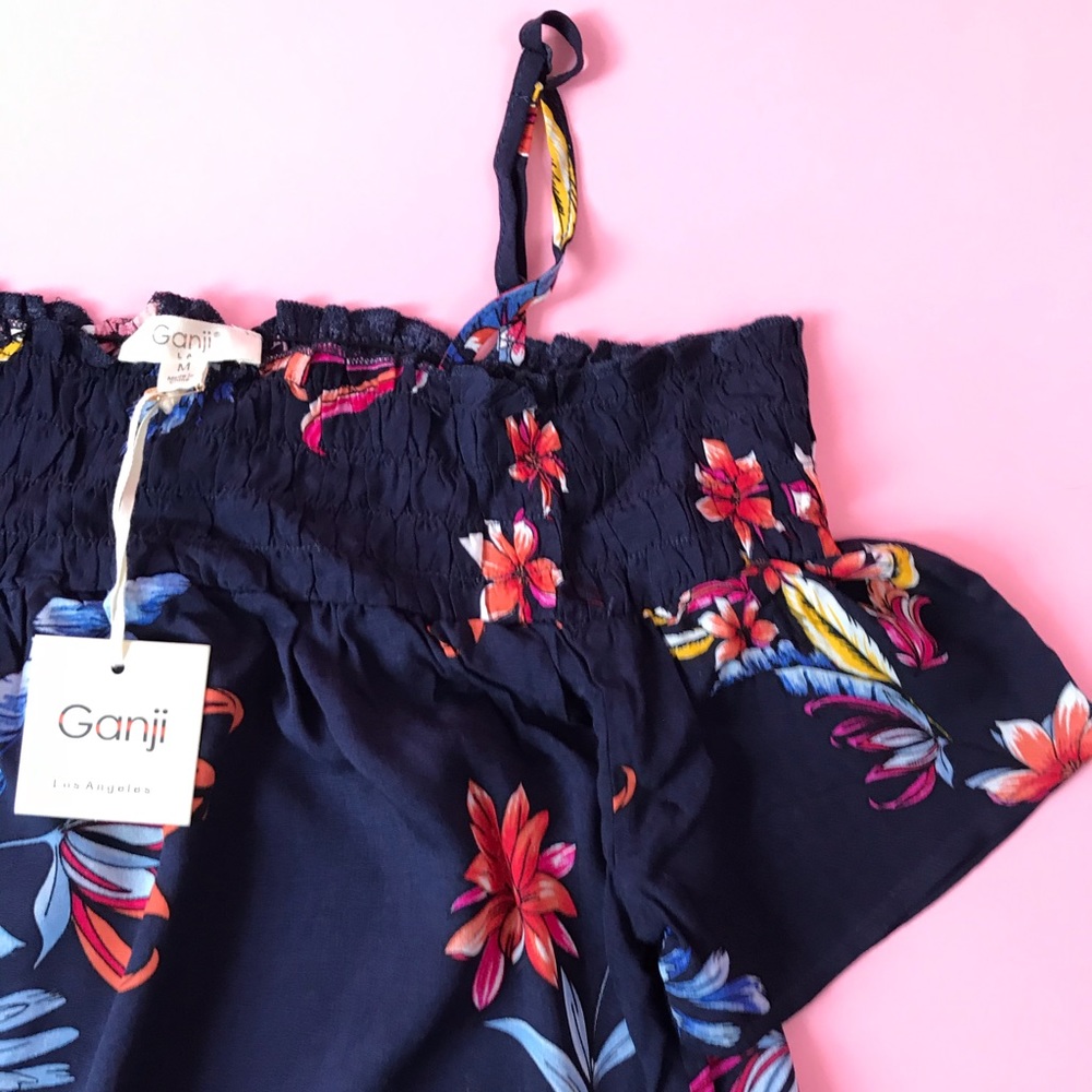 🔥G A N J I || Floral Off Shoulder Navy dress - Picture 5 of 5